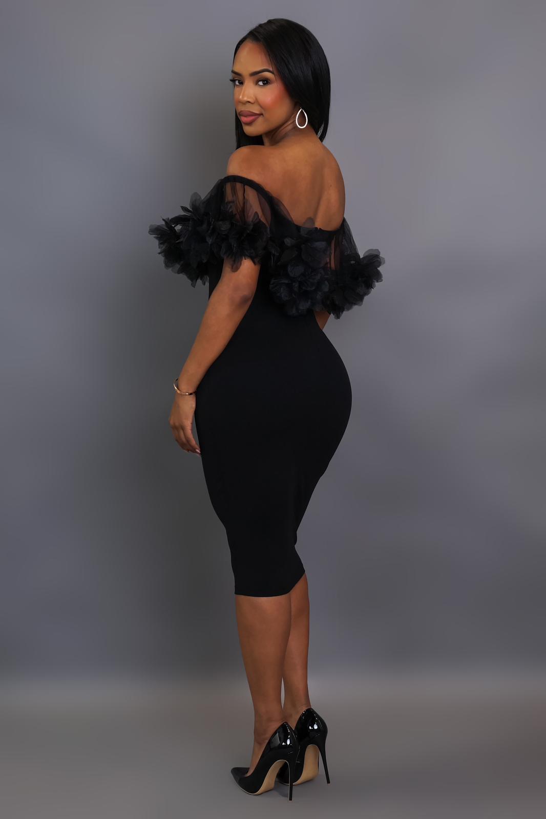 LADIES OFF SHLDR BODYCON DRESS