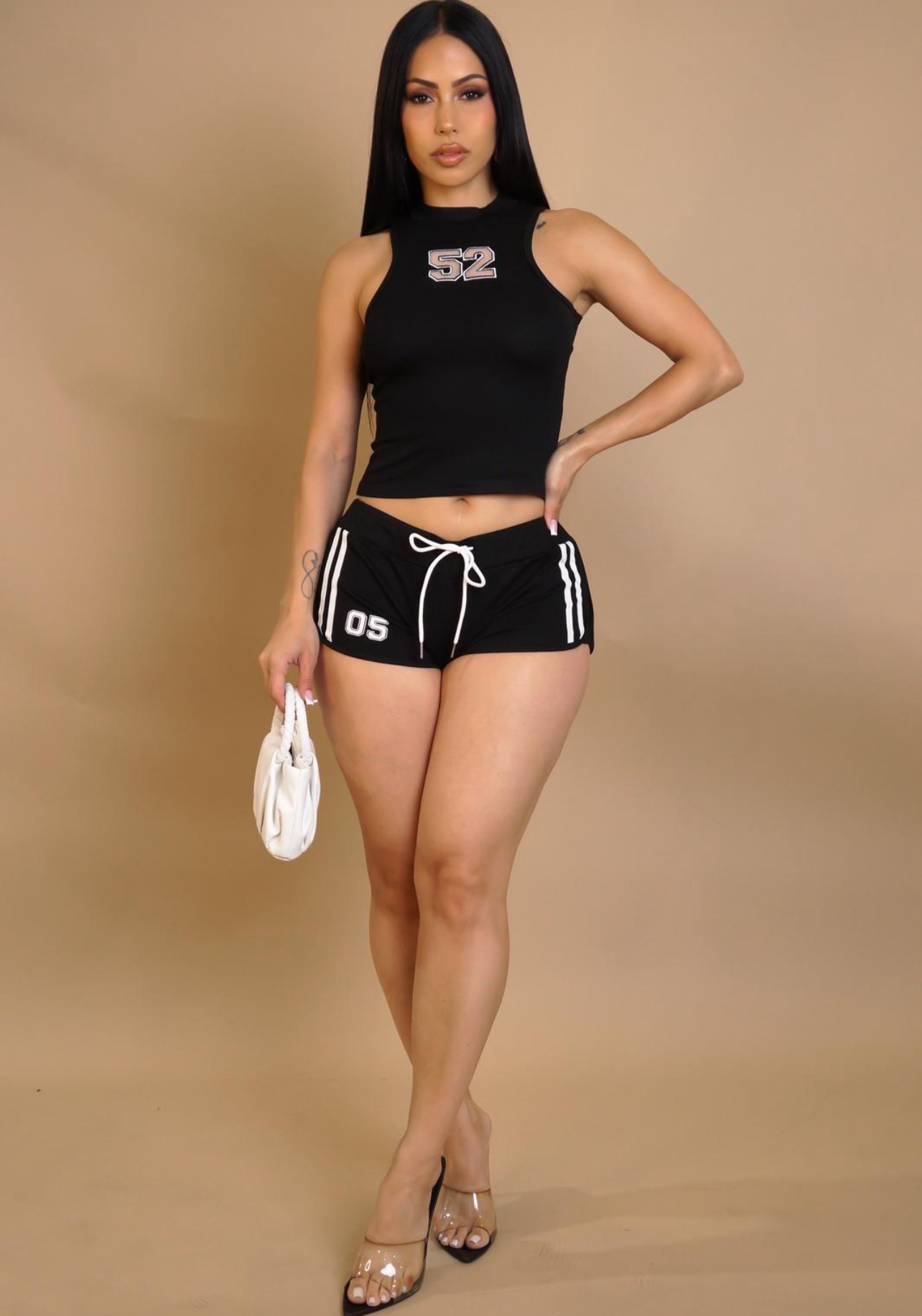 LADIES TOP AND BUTTY SHORTS