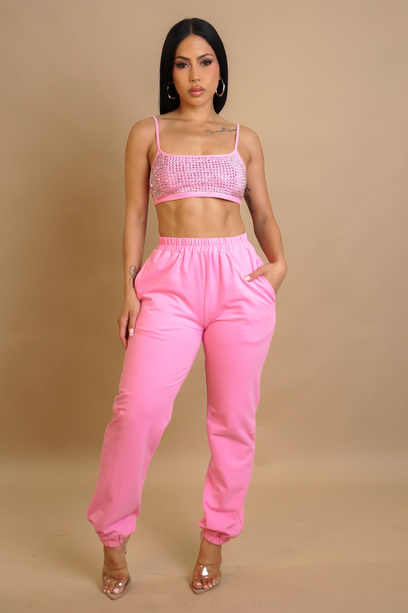STUD CROP JOGGER SETS