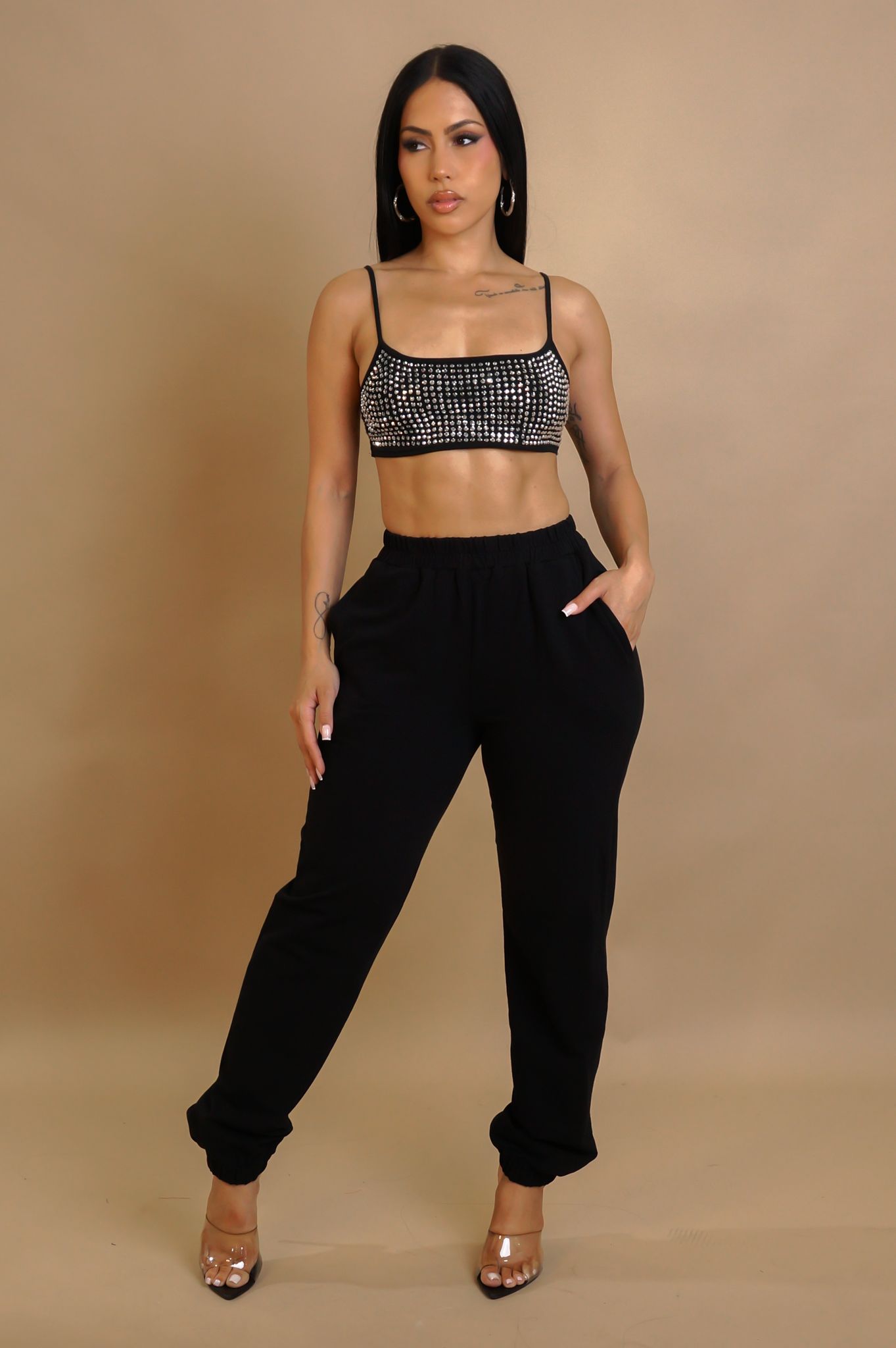 STUD CROP JOGGER SETS