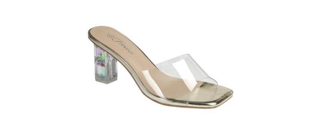 JEWEL HEEL CLEAR SANDALS
